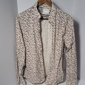 Denim & Flower Ricky Singh White and Red Floral Shirt